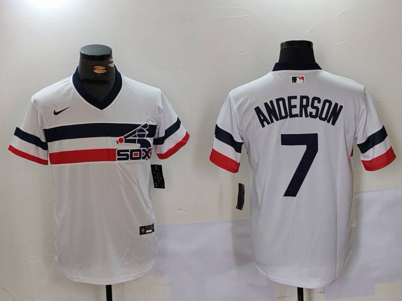 Men Chicago White Sox #7 Anderson White Throwback Game 2024 Nike MLB Jersey style 902